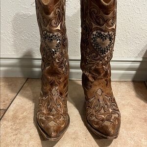 Embellished Western Boots with Heart Design